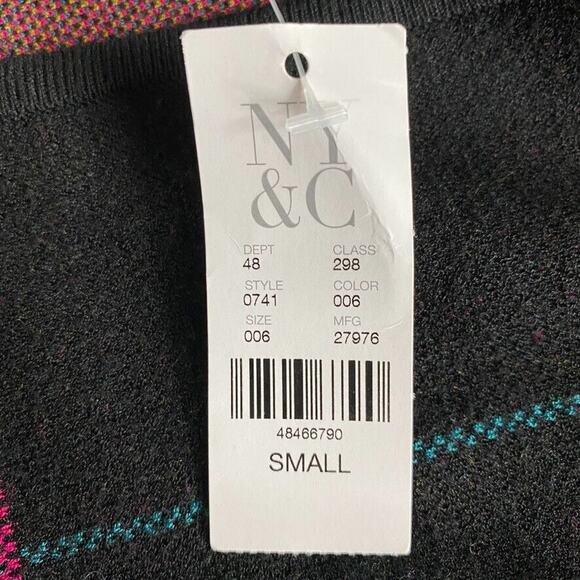 New York & Co Sweater Womens Small Black 7th Ave 3/4 Knotted Sleeve NEW - Picture 3 of 13